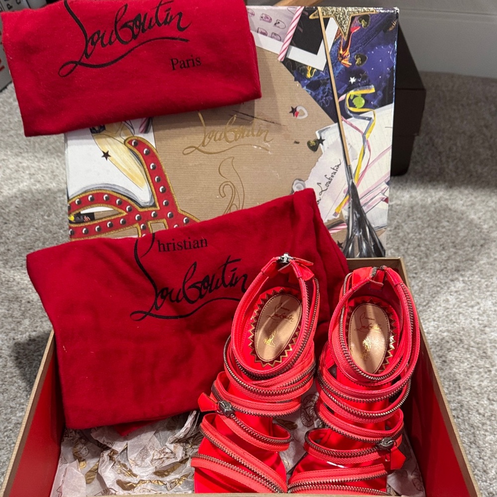 Christian Louboutin Vibrant Red Strappy Sandals